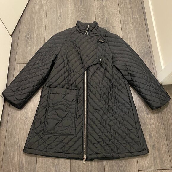 Ganni Ripstop Quilted Black Coat - Picture 1 of 10